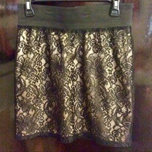 21 Black Lace Chiffon Skirt - Large